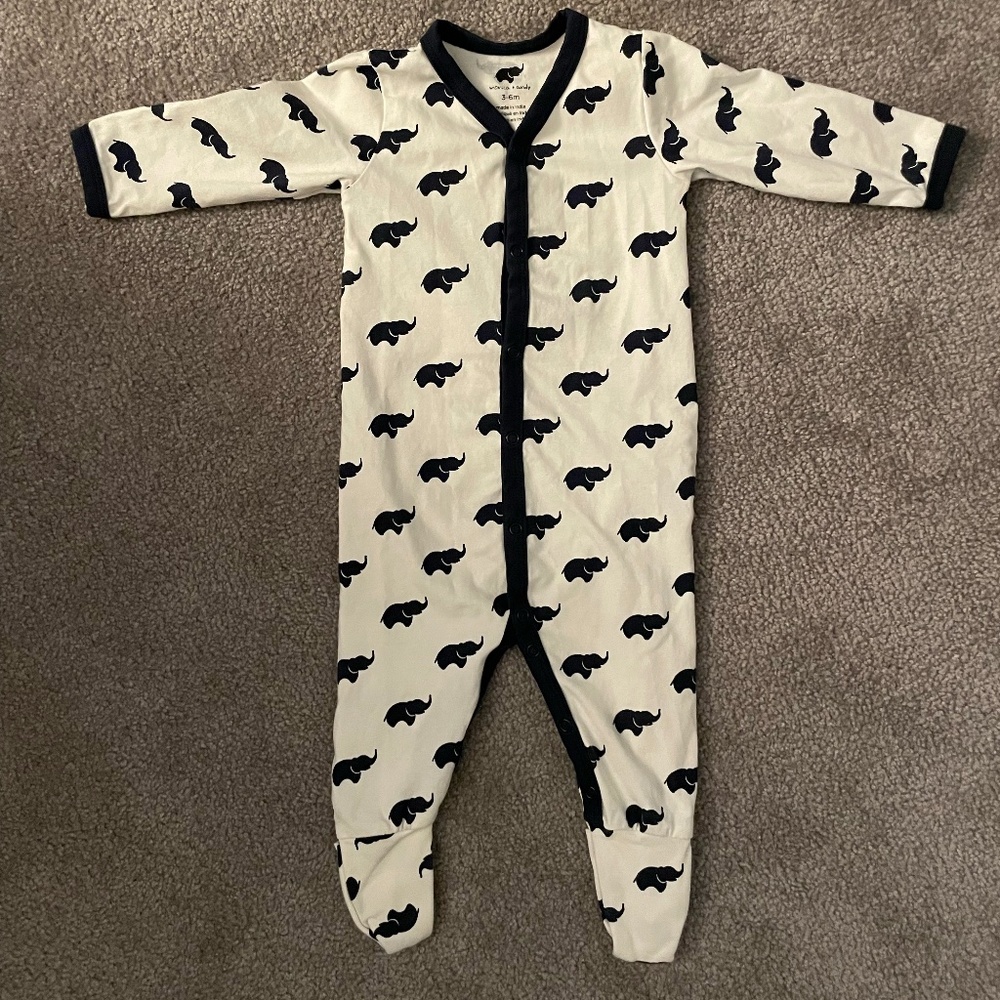 Monica & Andy Elephant Footie One Piece 3-6 months